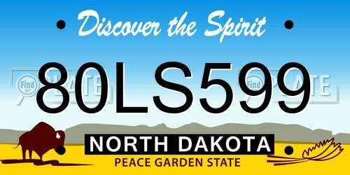 80LS599 North Dakota License Plate