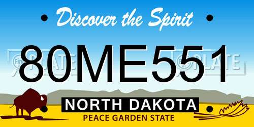 80ME551 North Dakota License Plate