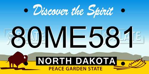 80ME581 North Dakota License Plate