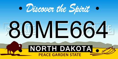 80ME664 North Dakota License Plate