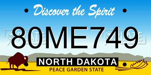 80ME749 North Dakota License Plate