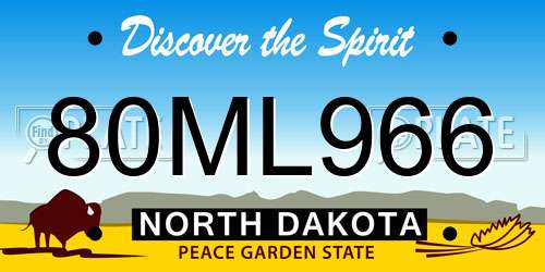 80ML966 North Dakota License Plate