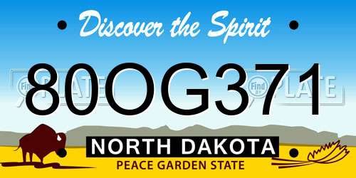 80OG371 North Dakota License Plate