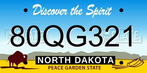 80QG321 North Dakota License Plate