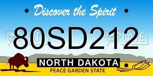 80SD212 North Dakota License Plate