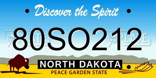 80SO212 North Dakota License Plate