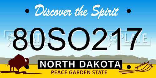 80SO217 North Dakota License Plate