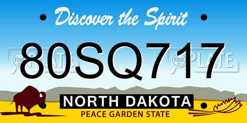 80SQ717 North Dakota License Plate
