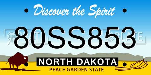 80SS853 North Dakota License Plate