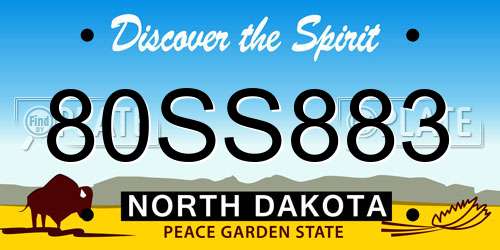 80SS883 North Dakota License Plate