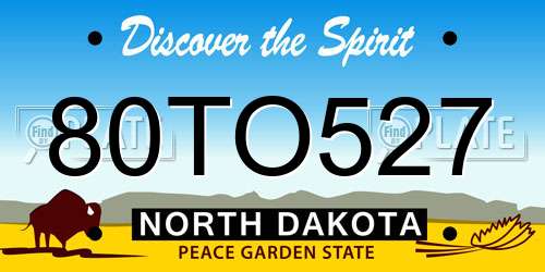80TO527 North Dakota License Plate