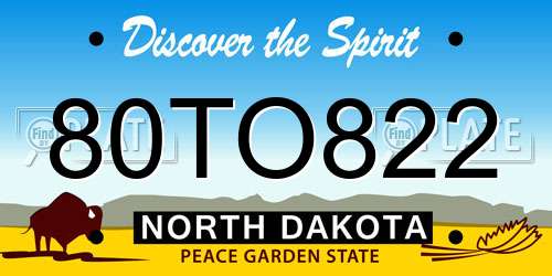 80TO822 North Dakota License Plate