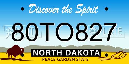 80TO827 North Dakota License Plate