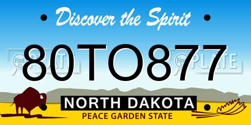 80TO877 North Dakota License Plate