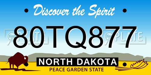 80TQ877 North Dakota License Plate
