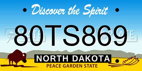 80TS869 North Dakota License Plate