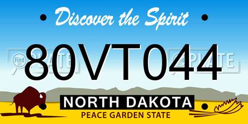 80VT044 North Dakota License Plate