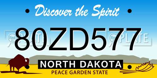80ZD577 North Dakota License Plate
