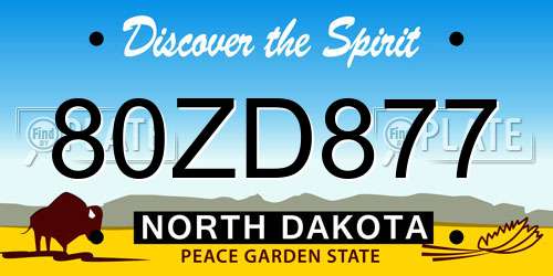 80ZD877 North Dakota License Plate