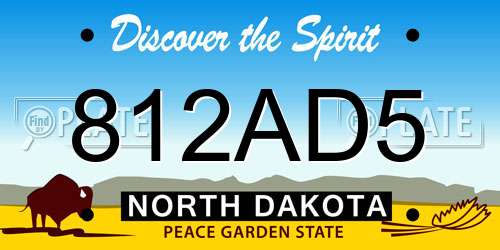 812AD5 North Dakota License Plate