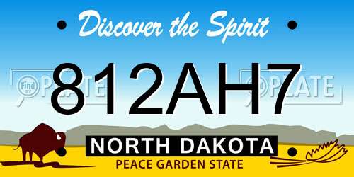 812AH7 North Dakota License Plate