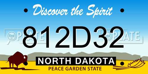 812D32 North Dakota License Plate