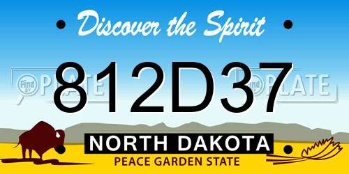 812D37 North Dakota License Plate