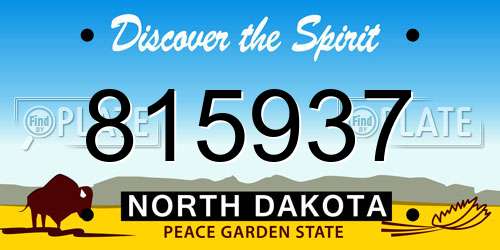 815937 North Dakota License Plate
