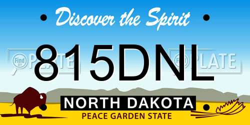 815DNL North Dakota License Plate