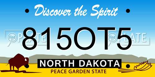 815OT5 North Dakota License Plate