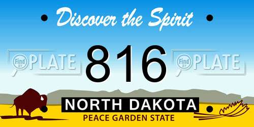 816 North Dakota License Plate