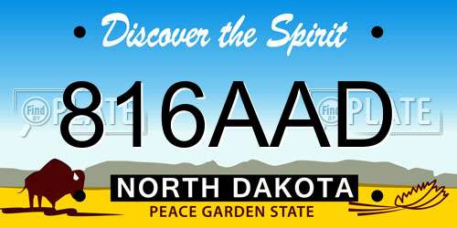 816AAD North Dakota License Plate