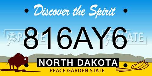 816AY6 North Dakota License Plate