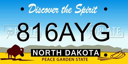 816AYG North Dakota License Plate