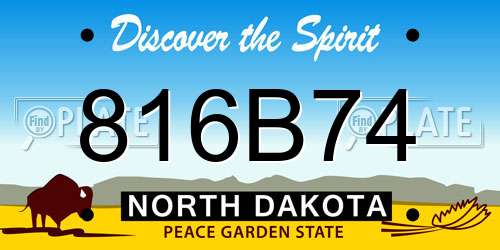816B74 North Dakota License Plate