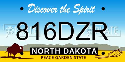 816DZR North Dakota License Plate