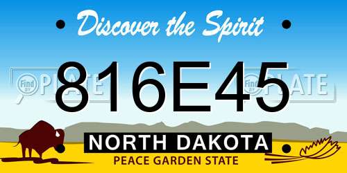 816E45 North Dakota License Plate