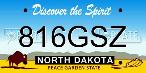816GSZ North Dakota License Plate