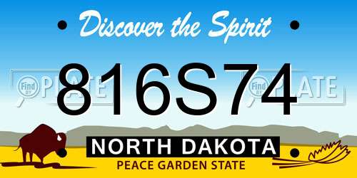 816S74 North Dakota License Plate