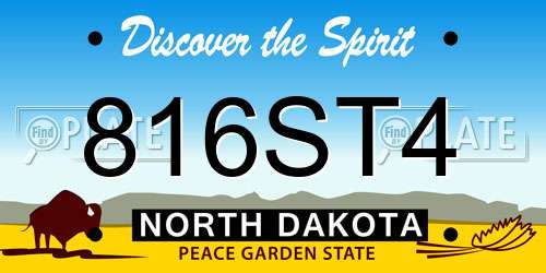 816ST4 North Dakota License Plate