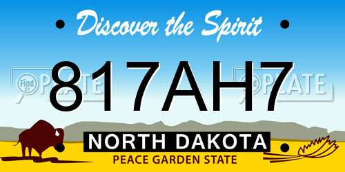 817AH7 North Dakota License Plate