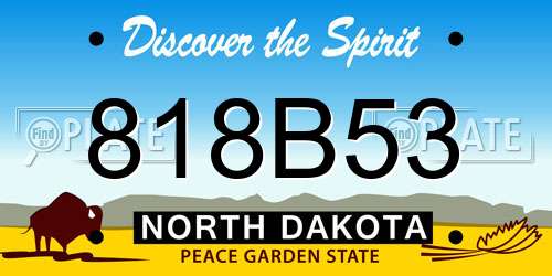 818B53 North Dakota License Plate