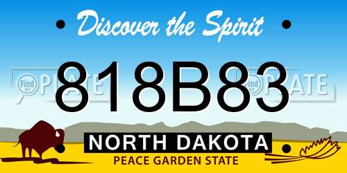 818B83 North Dakota License Plate
