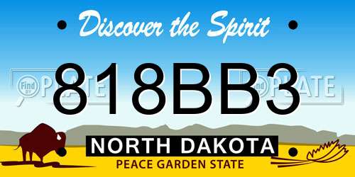 818BB3 North Dakota License Plate