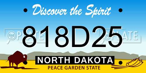 818D25 North Dakota License Plate
