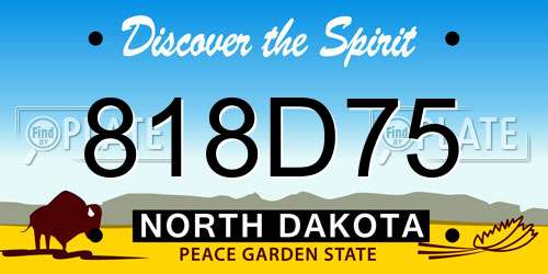 818D75 North Dakota License Plate