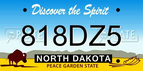 818DZ5 North Dakota License Plate