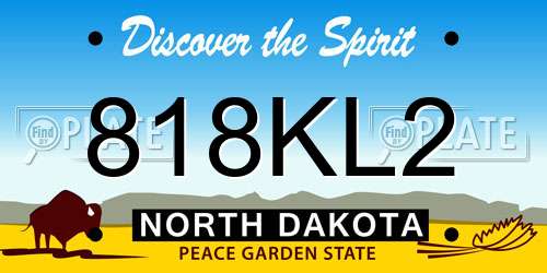 818KL2 North Dakota License Plate