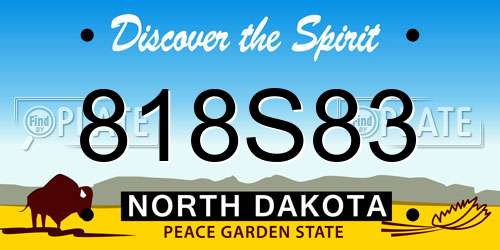 818S83 North Dakota License Plate