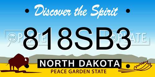 818SB3 North Dakota License Plate